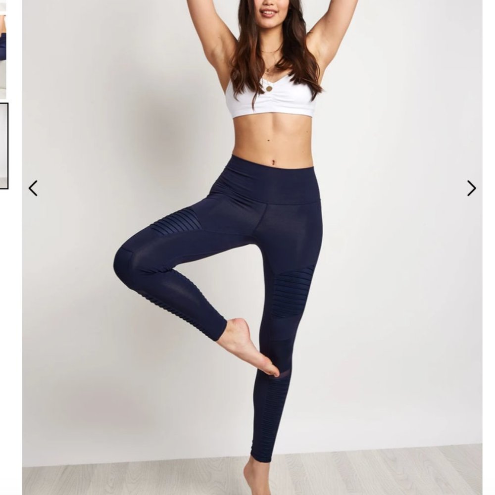 ALO YOGA High Waist Moto Leggings in Rich Navy - Picture 13 of 13